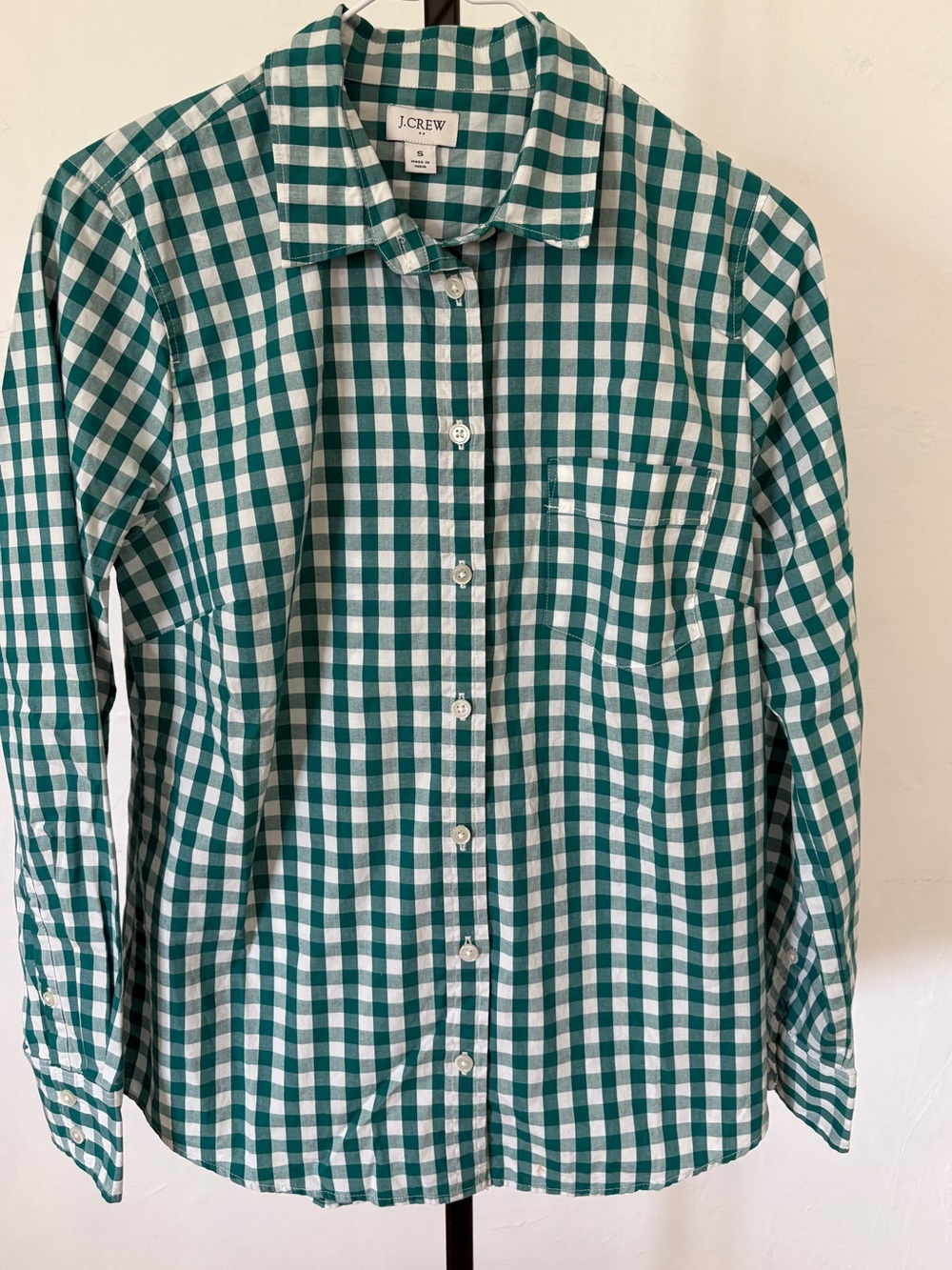 J. Crew Green & White Gingham Button-Down Shirt